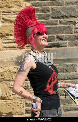Blackpool, Lancashire, UK. 1st August 2019.  Rebellion Festival world's largest punk festival in Blackpool. At the beginning of August, Blackpool’s Winter Gardens plays host to a massive line up of punk bands for the 21st edition of Rebellion Festival attracting thousands of tourists to the resort.  Over 4 days every August in Blackpool, the very best in Punk gather for this social event of the year with 4 days of music across 6 stages with masses of bands. Stock Photo