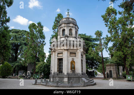 Milan, Italy; July, 2019: Monumental Cemetery of Milan; The largest cemetery in Milan. It is noted for the abundance of artistic tombs and monuments. Stock Photo