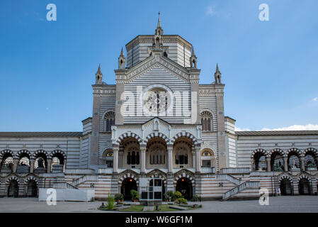 Milan, Italy; July, 2019: Monumental Cemetery of Milan; The largest cemetery in Milan. It is noted for the abundance of artistic tombs and monuments. Stock Photo