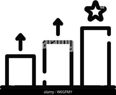 Rising rating chart icon, outline style Stock Vector