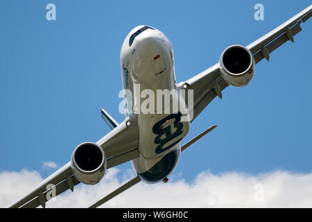 LE BOURGET PARIS - JUN 21, 2019: Airbus A330neo airliner plane performing at the Paris Air Show. Stock Photo