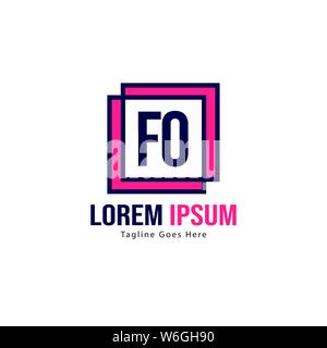 Initial FO logo template with modern frame. Minimalist FO letter logo vector illustration design Stock Vector