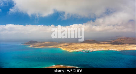 beautiful volcanic island Lanzarote - panoramic view from Mirador del rio. Canary islands Stock Photo