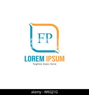 Initial FP logo template with modern frame. Minimalist FP letter logo vector illustration design Stock Vector