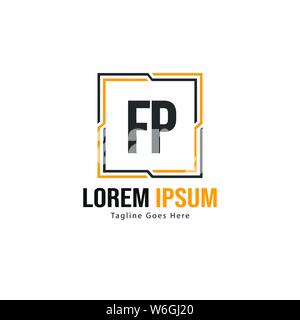 Initial FP logo template with modern frame. Minimalist FP letter logo vector illustration design Stock Vector
