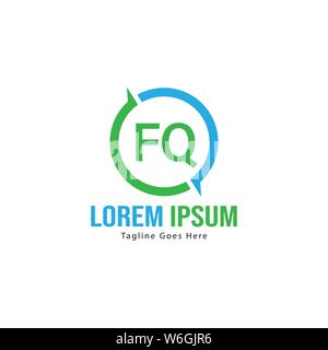 Initial FQ logo template with modern frame. Minimalist FQ letter logo vector illustration design Stock Vector