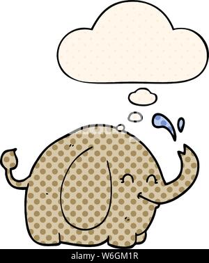 cartoon elephant with thought bubble in comic book style Stock Vector