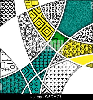 Set of two color zentangle patterns isolated on white background Stock Vector