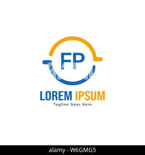 Initial FP logo template with modern frame. Minimalist FP letter logo vector illustration design Stock Vector