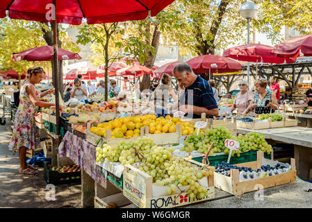 Seasonal produce for sale at Pula Central Market; Pula, Istria, Croatia Stock Photo