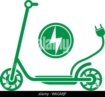 electric push scooter e-scooter symbol with plug vector illustration Stock Vector