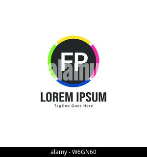 Initial FP logo template with modern frame. Minimalist FP letter logo vector illustration design Stock Vector