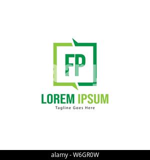 Initial FP logo template with modern frame. Minimalist FP letter logo vector illustration design Stock Vector