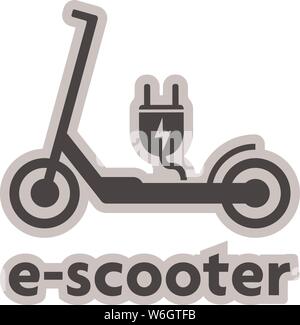 electric push scooter e-scooter symbol with plug vector illustration Stock Vector