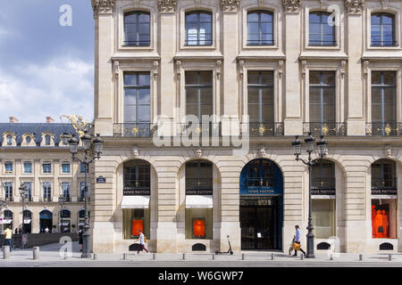 Paris shopping - Louis Vuitton store in Place Vendome in Paris, France, Europe.