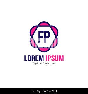 Initial FP logo template with modern frame. Minimalist FP letter logo vector illustration design Stock Vector