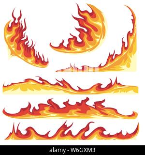 Fire Flame Colorful Element emblem Set. Vector illustration. Stock Vector