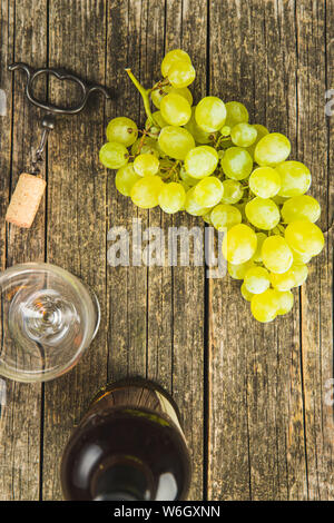 Tasty green grapes. White grape on old wooden table. Stock Photo