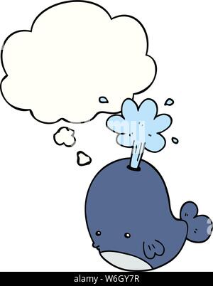 cartoon spouting whale with thought bubble Stock Vector