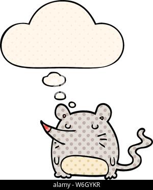 cartoon mouse with thought bubble in comic book style Stock Vector
