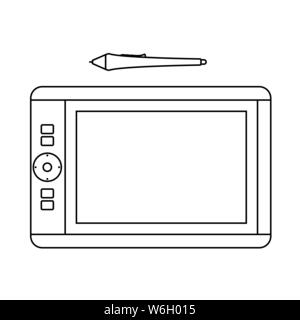 Graphic Tablet Icon. Outline Simple Design With Editable Stroke. Vector Illustration. Stock Vector