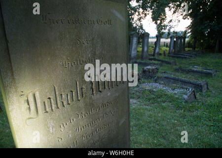 Former Mennonite village of Heubuden graveyard built since 1768 in Stogi Malborskie, Poland. July 20th 2019, is the oldest and one of the biggest Menn Stock Photo