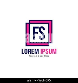 Initial FS logo template with modern frame. Minimalist FS letter logo vector illustration design Stock Vector