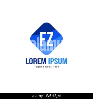Initial FZ logo template with modern frame. Minimalist FZ letter logo vector illustration design Stock Vector