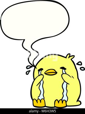 cartoon crying bird with speech bubble Stock Vector