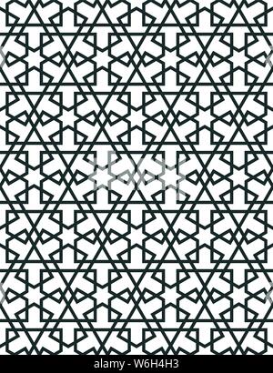 Islamic pattern. Seamless vector geometric lattice background in arabic style. Ethnic line islamic pattern. Stock Vector
