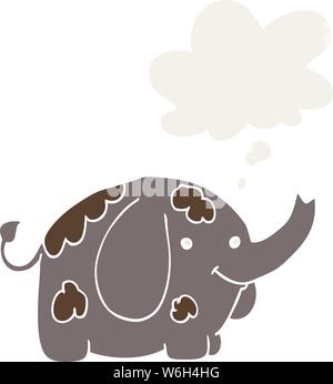 cartoon elephant with thought bubble in retro style Stock Vector