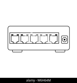 Ethernet Switch Icon. Outline Simple Design With Editable Stroke. Vector Illustration. Stock Vector