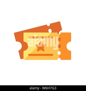 Pair of golden cinema tickets flat icon Stock Vector