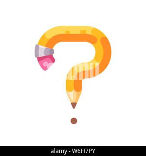 Pencil bent in the shape of a question mark Stock Vector