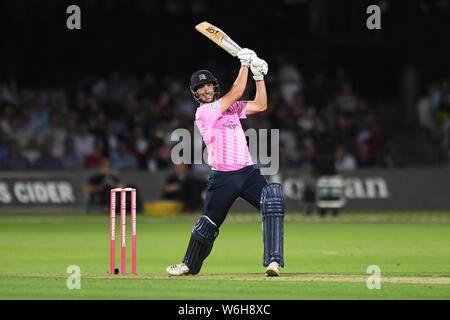 London, UK. 1st Aug, 2019. Nathan Sowter of Middlesex during T20 Vitality Blast Fixture between Middesex vs Kent at The Lord Cricket Ground on Thursday, August 01, 2019 in LONDON ENGLAND. Credit: Taka G Wu/Alamy Live News Stock Photo