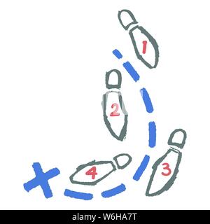 footsteps leading along a dashed path to an x destination point Stock Vector