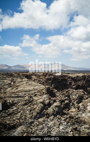 Lunar landscape at Lanzarote Timanfaya Natural Park in the Canary Islands Stock Photo
