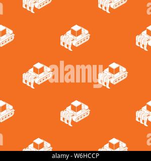 Industrial bulldozer pattern vector orange Stock Vector