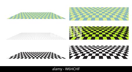 Set of vector black and white perspective floor elements. Stock Vector