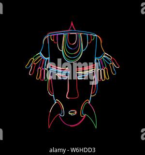Stylized tribal mask in colors, vector Stock Vector