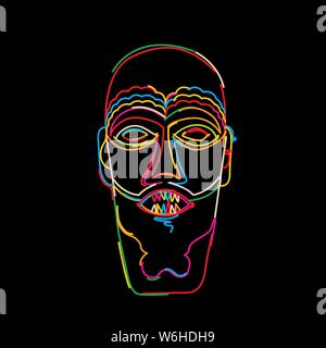 Stylized tribal mask in colors, vector Stock Vector