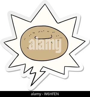 cartoon donut with speech bubble sticker Stock Vector