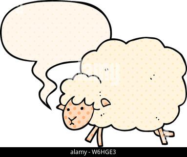 cartoon sheep with speech bubble in comic book style Stock Vector