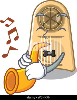 With trumpet egg slicer in the mascot shape Stock Vector