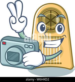 Photographer egg slicer in the mascot shape Stock Vector