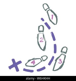 fnumbered ootsteps leading along a dashed path to an x destination point Stock Vector