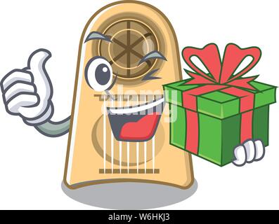 With gift egg slicer in the mascot shape Stock Vector