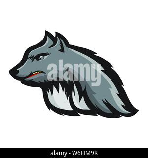 Silhouette of Werewolf Head. Fairtale Character of Ancient Mythology. Fictional Animal Wolf Mascot. Stock Vector