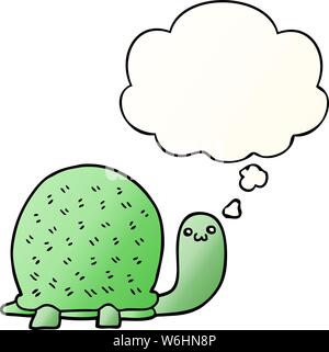 cute cartoon turtle with thought bubble in smooth gradient style Stock Vector