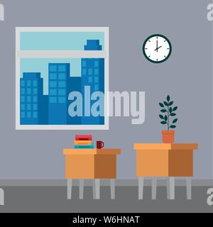 office places scenes with laptop Stock Vector